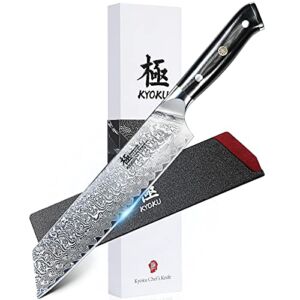 KYOKU Kiritsuke Chef Knife 8.5″ – Shogun Series – Japanese VG10 Steel Core Forged Damascus Blade – with Sheath & Case