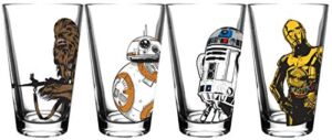 Star Wars Classic Pint Glass Set – 16 oz. Glass Capacity – Set of 4 Glasses – Classic Shape