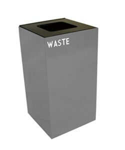 Witt Industries 28GC03-SL Steel 28-Gallon Geo Cube Recycling Container, Square Opening, Legend “Waste”, Square, 15″ Width x 15″ Depth x 28″ Height, Slate