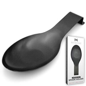 Black Spoon Rest – MAGEME Stainless Steel Spoon Rest for Stove Top, Ideal Utensil Rest, Ladle Rest, Spatula Rest, Spoon Rest for Kitchen Counter, Dishwasher Safe