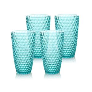 BELLAFORTE Shatterproof Tritan Plastic Tall Tumbler, Set of 4, 19oz – Laguna Beach Drinking Glasses – Unbreakable Tritan Drinking Glasses for Parties – BPA Free – Blue