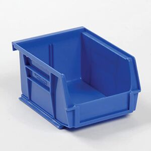 Plastic Stacking And Hanging Bin – Small Parts Storage – 4-1/8 x 5-3/8 x 3, Blue – Lot of 24