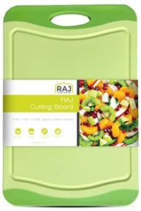 Raj Plastic Cutting Board Reversible Cutting board, Dishwasher Safe, Chopping Boards, Juice Groove, Large Handle, Non-Slip, BPA Free (Small (11.42″ x 7.87″), Lime Green)