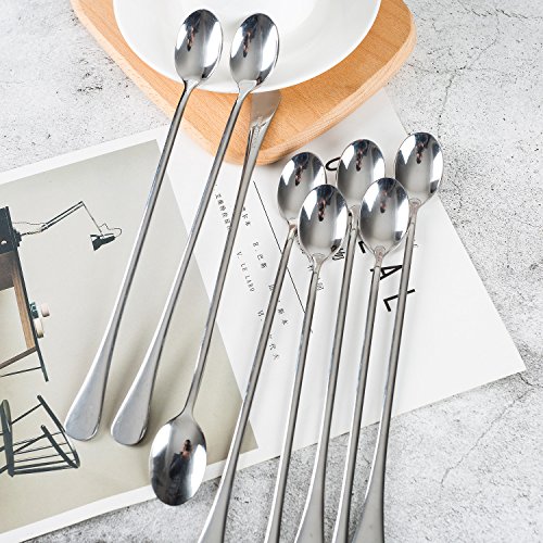 9-inch Long-handled ice tea spoon, cocktail stir spoons, stainless steel coffee spoons, ice cream scoop Set of 8 | The Storepaperoomates Retail Market - Fast Affordable Shopping