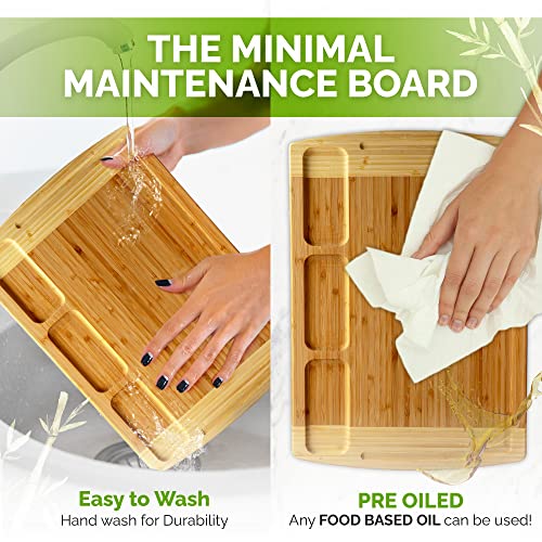 Greener Chef Organic Bamboo Cutting Board for Kitchen with Built-In Compartments and Juice Groove – Wooden Chopping Board for Meat, Cheese Charcuterie Board with Handles, (Medium and XL) | The Storepaperoomates Retail Market - Fast Affordable Shopping