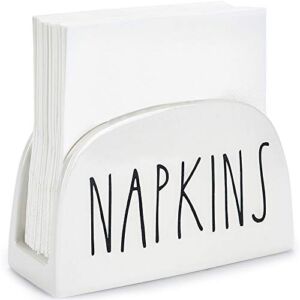 Farmhouse Napkin Holder by Brighter Barns – Ceramic White Napkin Holder – Cute Cocktail Napkin Holders for Kitchen Table – Modern Rustic Napkin Holders for Tables or Vintage Home Decor