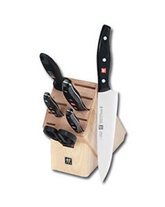 ZWILLING Twin Signature 7-Piece German Knife Set with Block, Razor-Sharp, Made in Company-Owned German Factory with Special Formula Steel perfected for almost 300 Years, Dishwasher Safe