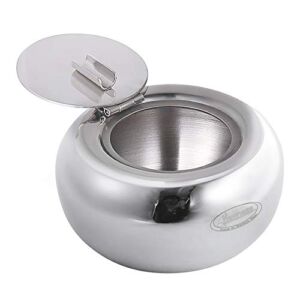 Ashtray, Newness Stainless Steel Modern Tabletop Ashtray with Lid, Cigarette Ashtray for Indoor or Outdoor Use, Ash Holder for Smokers, Desktop Smoking Ash Tray for Home office Decoration