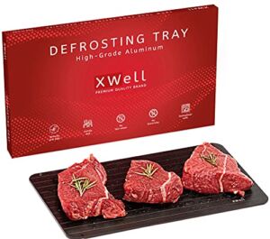 XWELL Defrosting Tray | All-Purpose High Grade Aluminum Defrosting Plate | Thaw Frozen Meat Quicker Than Ever | Our Thawing Tray is Family Sized and Durable | Eco-Friendly and Dishwasher Safe