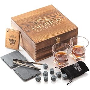Whiskey Gifts for Men, Whiskey Stones & Whiskey Glasses Set,, Cool Stuff Bar Accessories Reusable Ice Cubes, Mens Birthday Gift Ideas for Him Boyfriend Dad Husband