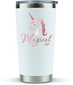 KLUBI Unicorn Gifts for Women – Travel Coffee Mug/Tumbler with Lid 20oz – Funny Gift for Unicorn Lovers, Adults Cute Mugs