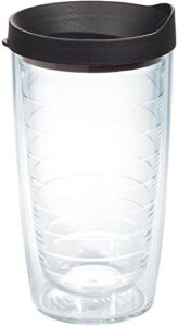 Tervis Made in USA Double Walled Clear & Colorful Lidded Insulated Tumbler Cup Keeps Drinks Cold & Hot, 16oz, Black Lid