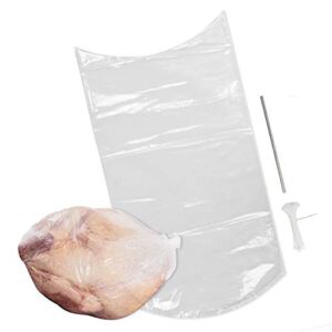 Rural365 Poultry Shrink Bags 25ct Large Turkey Bag – Heat Dip Shrinking Wrap Storage Bags, 16 x 28 Inch with Steel Straw