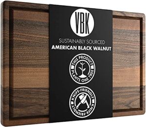 Made in USA Walnut Cutting Board by Virginia Boys Kitchens – Butcher Block made from Sustainable Hardwood (20×15)