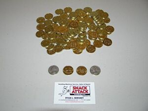 (100) Amusement Vending Machine 0.984 Tokens or Coins – Brass Plated (Larger Than a Quarter) / Free 2-3 Day Ship!