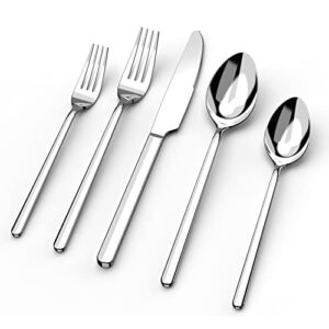KINGSTONE Silverware Set, 20 Piece Flatware Cutlery Set for 4, 18/10 Stainless Steel Silverware Mirror Polished Dishwasher Safe for Home, Restaurant, Wedding, Party
