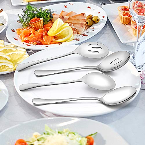 LIANYU 3 Large Serving Spoons, 3 Slotted Serving Spoons, 3 Serving Forks, 3 Serving Tongs, Buffet Catering Serving Spoons Fork Tongs, 12-Piece Stainless Steel Serving Utensils, Dishwasher Safe | The Storepaperoomates Retail Market - Fast Affordable Shopping