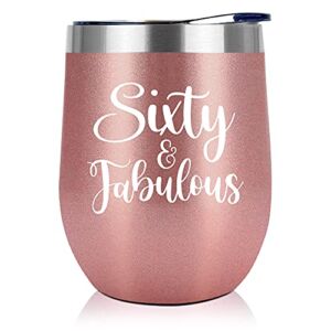 60th Birthday Gifts For Women – 1963 60th Birthday Decorations For Women – Birthday Gifts For 60 Year Old Woman – 60 Years Old Gifts Ideas For Women Turning 60, Mom, Wife, Friends- 12 oz Wine Tumbler