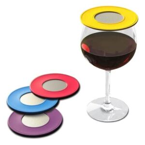 Drink Tops Ventilated Silicone Wine Glass Covers – Weighted Cover with Screen Allows Wine to Breathe – Outdoor Wine Glass Covers to Keep Particles Out – BPA Free – 4pk