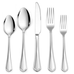 LIANYU 20-Piece Silverware Cutlery Set for 4, Stainless Steel Flatware Eating Utensils Set with Scalloped Edge, Include Knife Fork Spoon, Dishwasher Safe, Mirror Polished