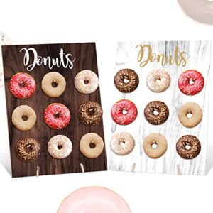Donut Wall Donut Stand Dessert Table Treats Holder Doughnut Food Buffet Display Stand Pegboard Party Decoration Centerpieces Ideas Reusable Set of 1 Rustic Wooden Board Double Sided Black and White