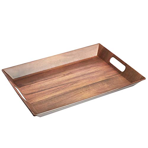 Amazon Basics Large 19-Inch Handled Serving Tray – Acacia Wood Matte Texture | The Storepaperoomates Retail Market - Fast Affordable Shopping