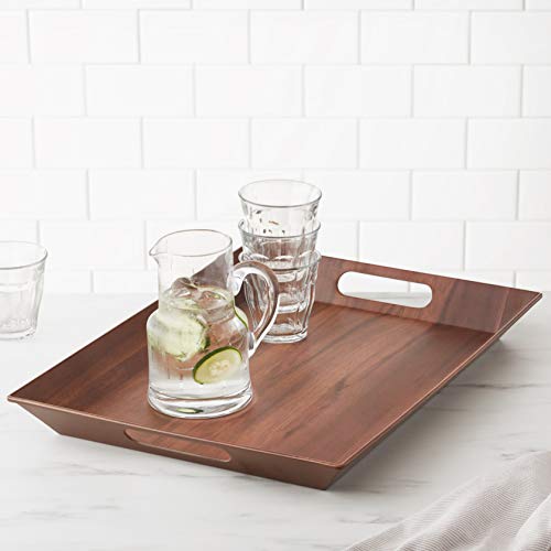 Amazon Basics Large 19-Inch Handled Serving Tray – Acacia Wood Matte Texture | The Storepaperoomates Retail Market - Fast Affordable Shopping
