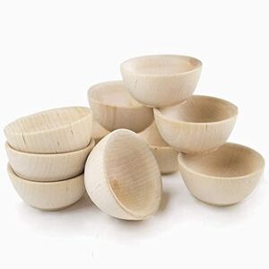 Set of 10 Small Unfinished Wooden Bowls – Pinch Bowls, Condiment Cups, Salt Cellars (10)