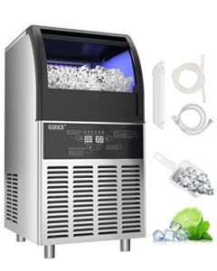 GSEICE Commercial Ice Maker Machine, 100lbs/24H Under Counter Ice Machine with 34lbs Storage Ice Bin, Stainless Steel Small Ice Maker Ideal for Home Coffee Shop Bars and Restaurant