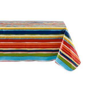 DII Vinyl Tabletop Collection Indoor/Outdoor Spill-Proof Flannel Backed Tablecloth, Rectangle, 60×84, Summer Stripe