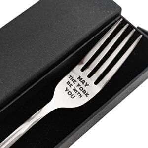 May The Fork Be With You Laser Engraved Stainless Steel Fork with Gift Box, Gift For StarWars Fans