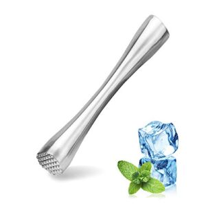 8″ Muddler for Cocktails, Professional Stainless Steel Muddler for Old Fashioned Bitters, Creating Mojitos, Margaritas, Mint & Fruit Based Drinks- Ideal Home Bar, Bartender, Kitchen Masher Tool