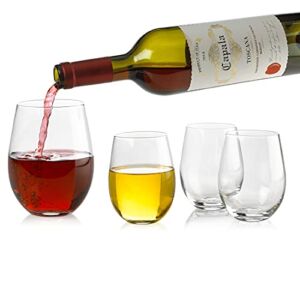 Set of 4 Classic Wine Stemless Glasses (18 Ounce) – Toasting Sparkling Wine / Wedding Flutes