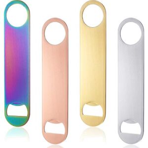 4 Pieces Stainless Steel Flat Bottle Opener Bartender Bottle Opener for Bar, Simple and Effective Beer Openers
