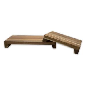 Chloe and Cotton | Set of 2 Natural Acacia Wood Pedestal Stands | Perfect Kitchen and Bathroom Risers for Soaps, Plants, Vases, & More Home Décor | Rectangular