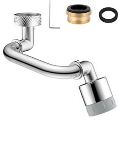 Hibbent All Metal 1080° Rotatable Faucet Extender, Swivel Robotic Arm Faucet Aerator, Large-angle Universal Splash Filter, Dual Function Bathroom Sink Sprayer Attachment for Gargle/Eye/Face Washing
