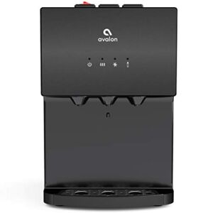 Avalon A12BLK Countertop Bottleless Water Dispenser with Hot Cold and Cool Water Dual Filtration Self Cleaning and Built-in Nightlight in Black Stainless Steel