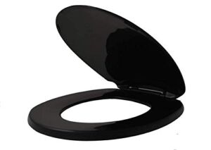 Centoco 600-407 Elongated Plastic Toilet Seat, Closed Front with Cover, Heavy Duty Hinge, Regular Duty Residential or Light Weight Commercial Use, Black,407-Black