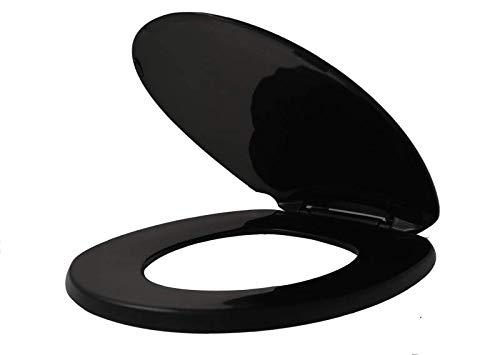 Centoco 600-407 Elongated Plastic Toilet Seat, Closed Front with Cover, Heavy Duty Hinge, Regular Duty Residential or Light Weight Commercial Use, Black,407-Black | The Storepaperoomates Retail Market - Fast Affordable Shopping