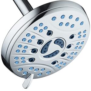 AquaCare AS-SEEN-ON-TV High Pressure 6-setting 6 inch Rainfall Shower Head with Special Hygienic Anti-clog Nozzles for Cleaner, More Powerful Shower! Top American Brand/All Chrome Finish