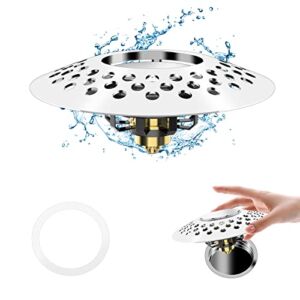 FALALA Universal Bathtub Stopper with Drain Hair Catcher, Upgraded Tub Stopper with Dual Filtration Design, Pop Up Bathtub Drain Plug for 1.6″-2.0″ Drain Hole