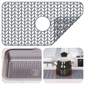 Sink Protectors For Kitchen Sink, 26”x 14” silicone Sink Mat, Large Non-slip Sink Mat for Bottom of Farmhouse Stainless Steel Porcelain Sink