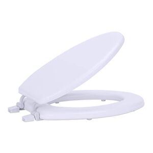 Soft Elongated Vinyl Toilet Seat, White – 19 Inch Soft Vinyl Cover with Comfort Foam Cushioning – Fits All Elongated Size Fixtures – Easy to Install Fantasia by Achim Home Decor