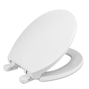 Round Toilet Seat, Slow Soft Quiet Close, Thicken Engineering Plastic, No Wiggle Never Loosen,Easy To Install And Clean, Fits All America Standard Toilets (White,16.5”ROUND)