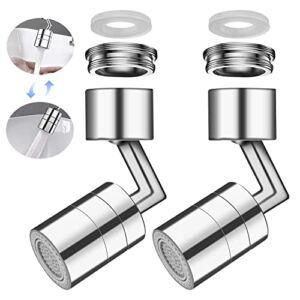 FATEE 2 Packs 720 Degree Swivel Sink Faucet Aerator, Kitchen Sink Aerators, Faucet Attachment with 2 Water Outlet Mode, Universal Rotating Faucet for Kitchen/Bathroom Face, Eye, Wash and Gargle