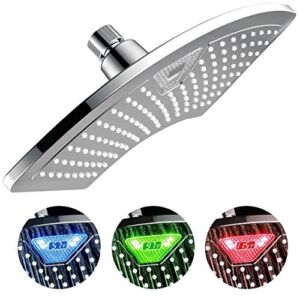 Dream Spa AquaFan 12 inch All-Chrome Rainfall-LED-Shower-Head with Color-Changing LED/LCD Temperature Display