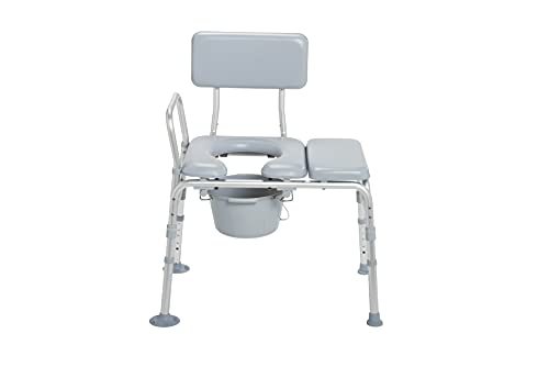 Drive Medical 12005KDC-1 Transfer Bench Commode Chair for Toilet with Padded Seat, Gray | The Storepaperoomates Retail Market - Fast Affordable Shopping