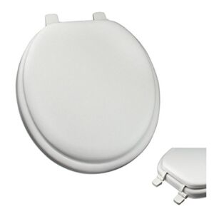 Deluxe White Round Soft Cushioned Padded Toilet Seat with Closed Front, Quick Clean