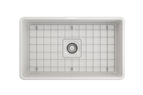 BOCCHI Classico Farmhouse Apron Front Fireclay 30 in. Single Bowl Kitchen Sink with Protective Bottom Grid and Strainer in White | The Storepaperoomates Retail Market - Fast Affordable Shopping