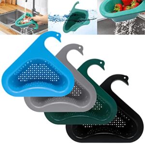 4 PCS Swan Drain Basket for Kitchen Sink, Multifunctional Kitchen Sink Strainer,Kitchen Triangular Sink Filter, Swan Drain Basket for Kitchen Sink Hangs on Faucet Fits All Sink